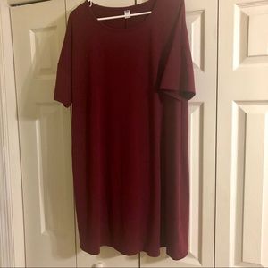 Short Sleeve Maroon Dress